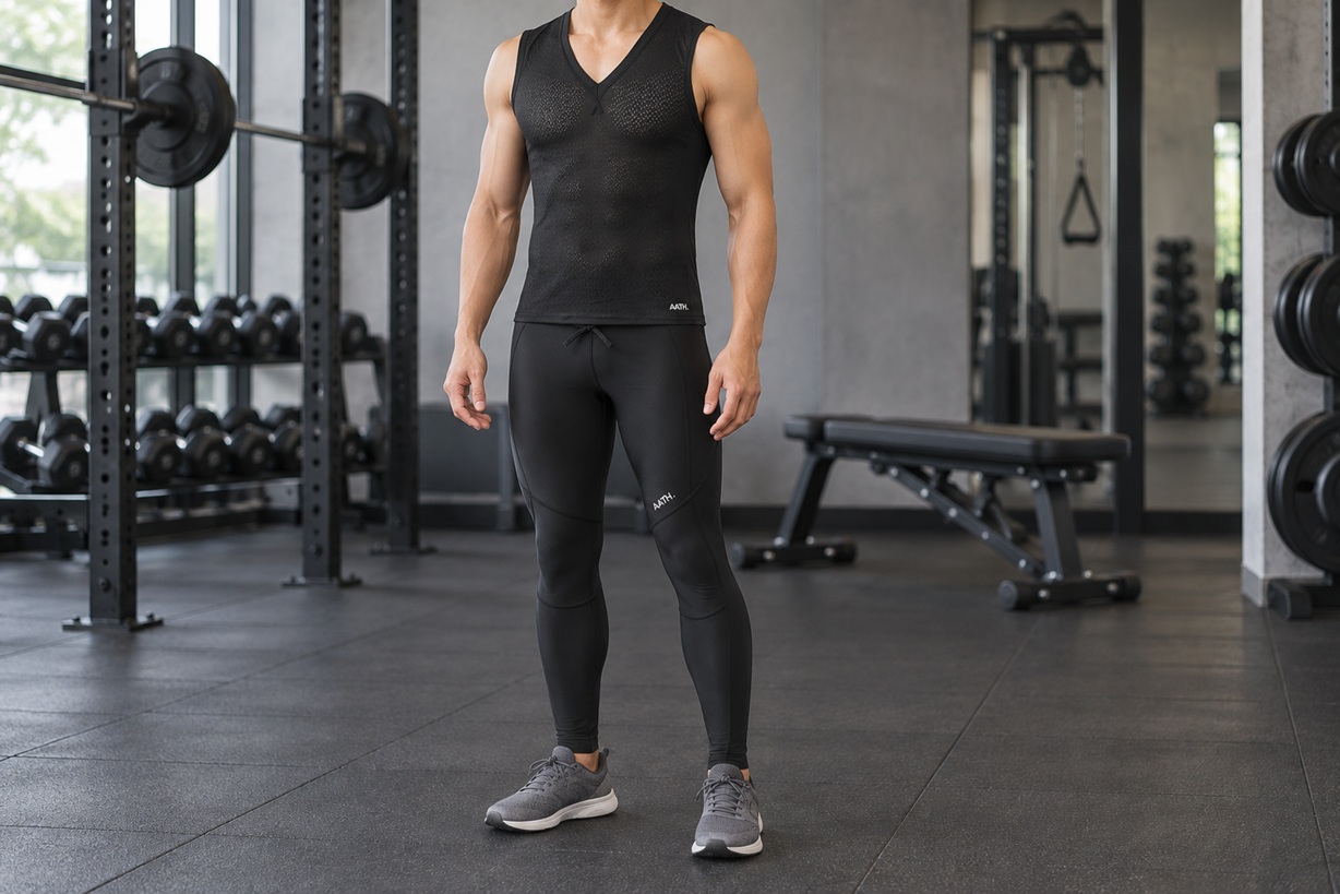 quần bó thể thao nam kết hợp áo lót thể thao nam khi tập gym