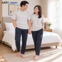 người mẫu nam và nữ mặc áo thun và quần thun nano AATH nhật bản