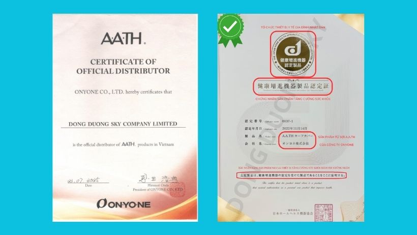 Chứng nhận phân phối sản phẩm A.A.TH tại Việt Nam
